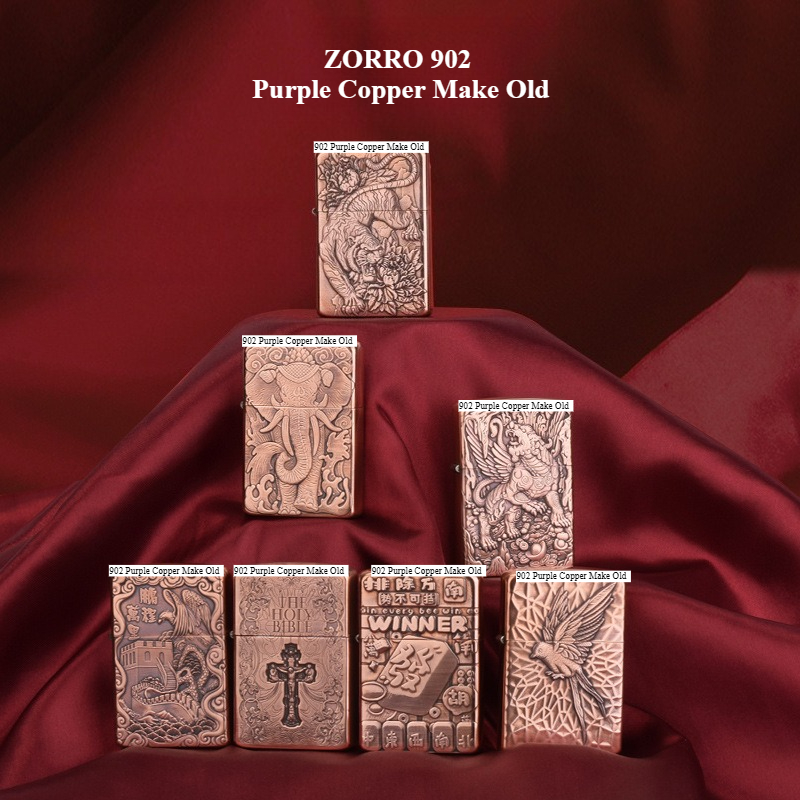 Lighter Insert Zippo - ZORRO 902 Fioletowa Miedziana Ręcznie Robiona